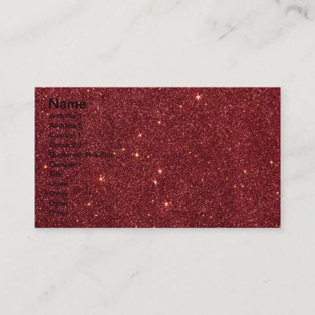 Image of trendy red glitter business card (Front)