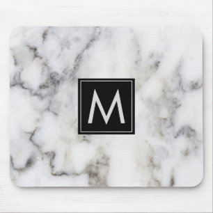 Image Of White Marble Stone Monogram Mouse Mat