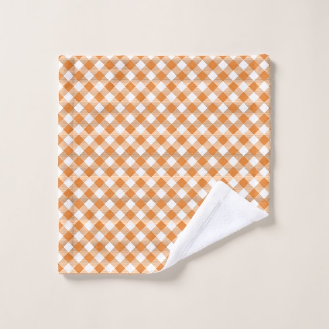 Image showing a set of orange and white gingham  (Wash Cloth)