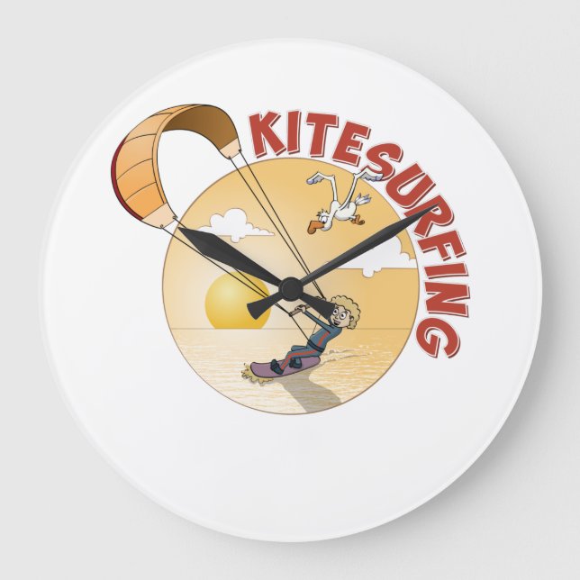 Image Surfing Kite Large Clock (Front)