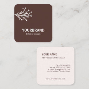 Image Template Modern Branch Interior Design Brown Square Business Card
