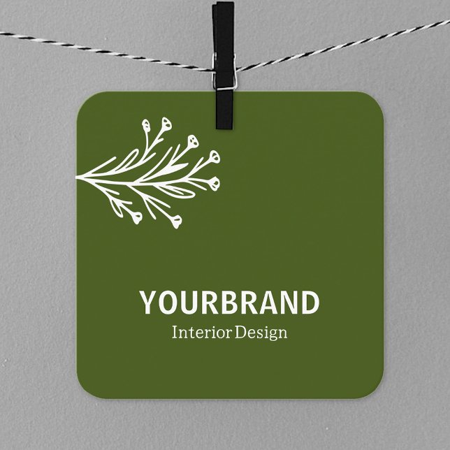 Image Template Modern Branch Interior Design Green Square Business Card (Creator Uploaded)