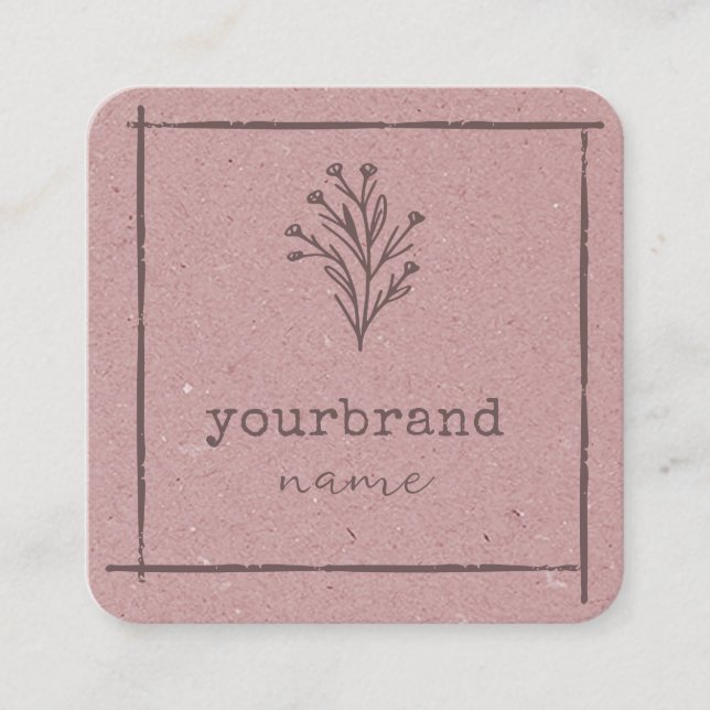 Image Template Rustic Floral Boutique Flower Square Business Card (Front)