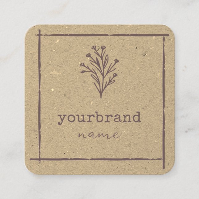 Image Template Rustic Floral Boutique Flower Square Business Card (Front)