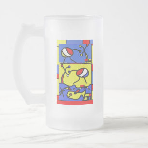 Image with fish modern art frosted glass beer mug