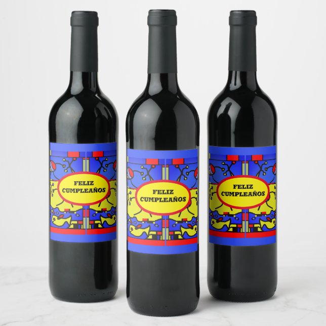 Image with fish modern art,personalise wine label (Bottles)