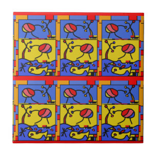 Image with fish modern art tile