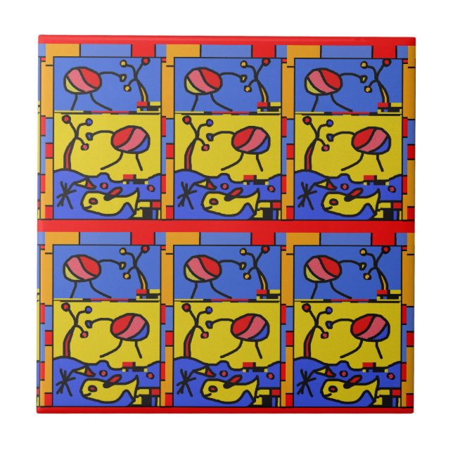 Image with fish modern art tile (Front)