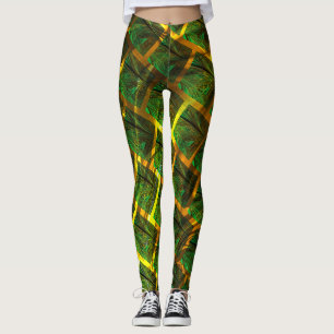 Imagens verdes e quadrada com amarelo na sua volta leggings