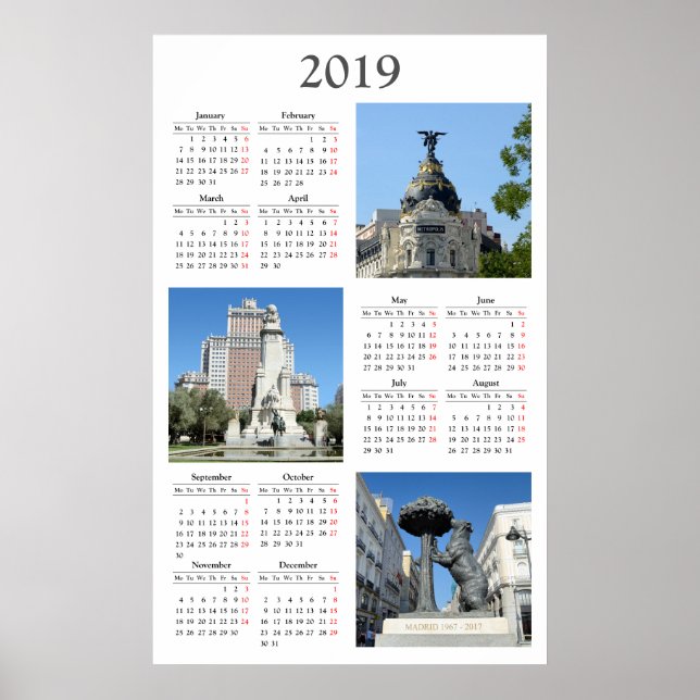 Images from Madrid 2019 calendar Poster (Front)