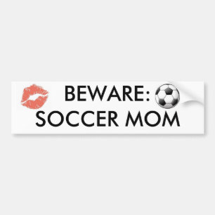 images, kiss%20mark_medium, BEWARE: SOCCER MOM Bumper Sticker