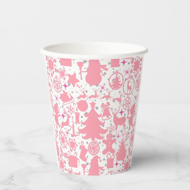 Images of Christmas in Pink Paper Cups (Front)