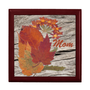 IMAGES of Dried Autumn Leaves on Old Barn Wood Gift Box