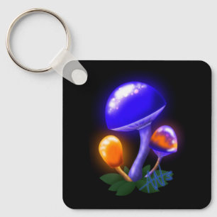Imaginary Dapperling Orange & Blue Mushroom Metal Key Ring