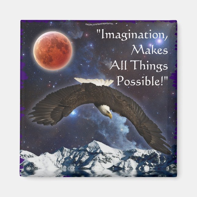 Imagination Bald Eagle & Space Fantasy Art Magnet (Front)