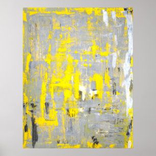 'Imagination' Grey and Yellow Abstract Art Poster