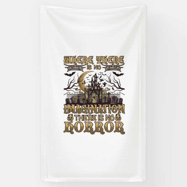 Imagination Horror Halloween Haunted House Graveya Banner (Vertical)