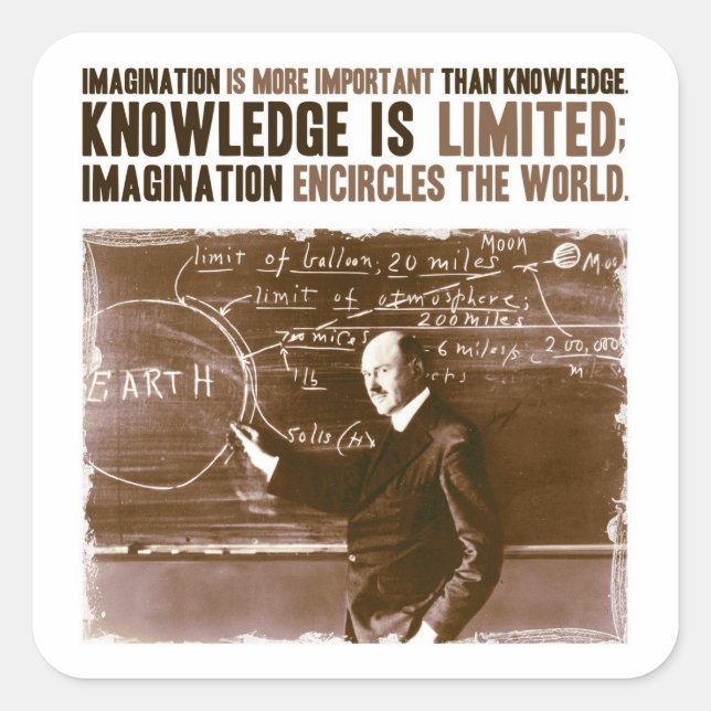 Imagination is more important than knowledge square sticker (Front)