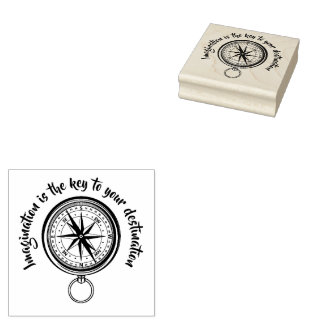 Imagination is the key, Nautical Compass  Rubber Stamp