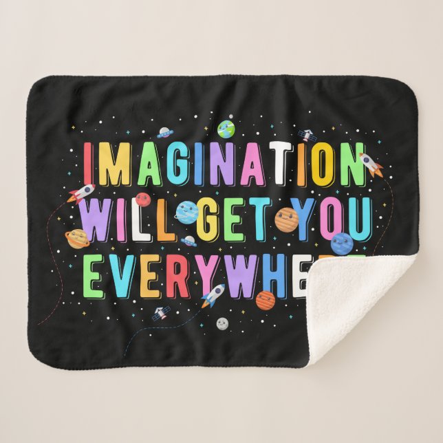 Imagination Will Get You Everywhere Sherpa Blanket (Front (Horizontal))