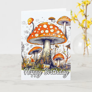 Imaginative Forest Mushroom Drawing Card