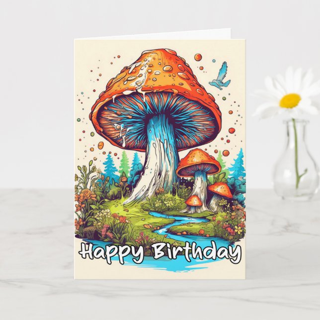 Imaginative Sprouting Forest Mushroom Art Card (Small Plant)