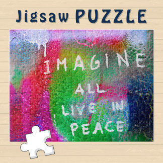 Imagine all live in Peace on Graffiti Wall - Jigsaw Puzzle
