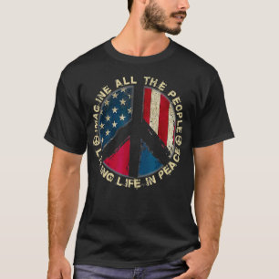 Imagine All The People Living Life In Peace Hippie T-Shirt