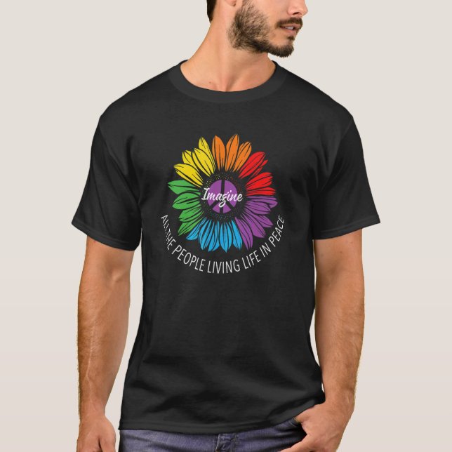 Imagine All The People Living Life In Peace  Lgbt  T-Shirt (Front)