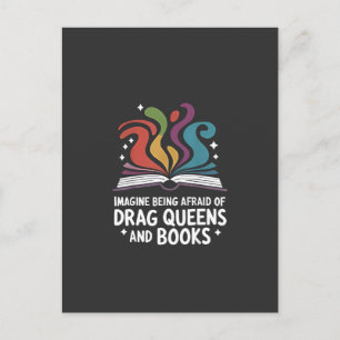 Imagine Being Afraid of Drag Queens and Books LGBT Invitation Postcard