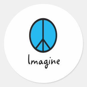 Imagine BLUE peace symbol Classic Round Sticker