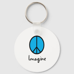 Imagine BLUE peace symbol Key Ring