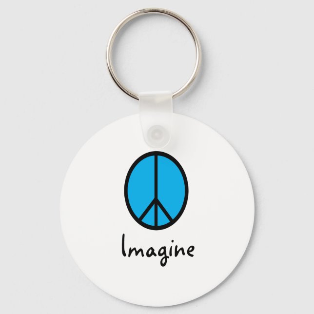 Imagine BLUE peace symbol Key Ring (Front)