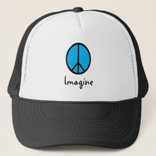 Imagine BLUE peace symbol Trucker Hat