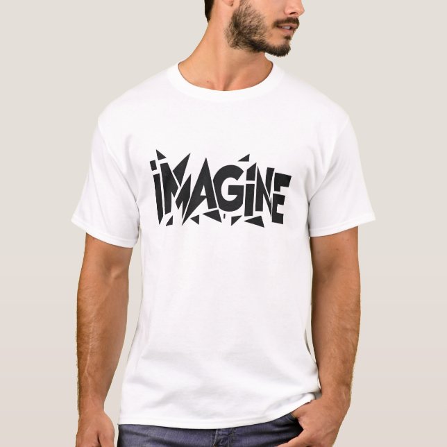Imagine Bold Geometric Typography T-Shirt (Front)