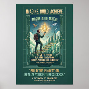 Imagine Build Achieve Motivational Career Progress Poster