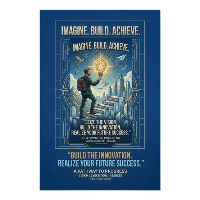 Imagine Build Achieve Motivational Poster (Front)