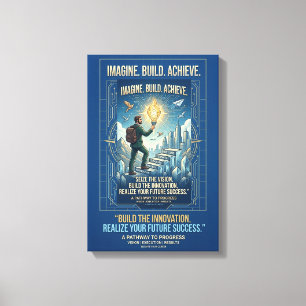 Imagine Build Achieve Motivational Poster Canvas Print