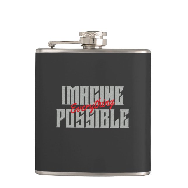 Imagine Everything Possible Quote Motivation Hip Flask (Front)