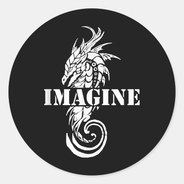 Imagine Fantasy Dragon Tattoo Style  Classic Round Sticker (Front)