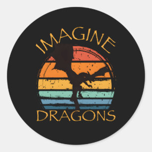 Imagine Fantasy Mythical Dragon Wings Style Classic Round Sticker