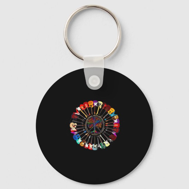 Imagine Hipe People Living Life In Peace And Love  Key Ring (Front)