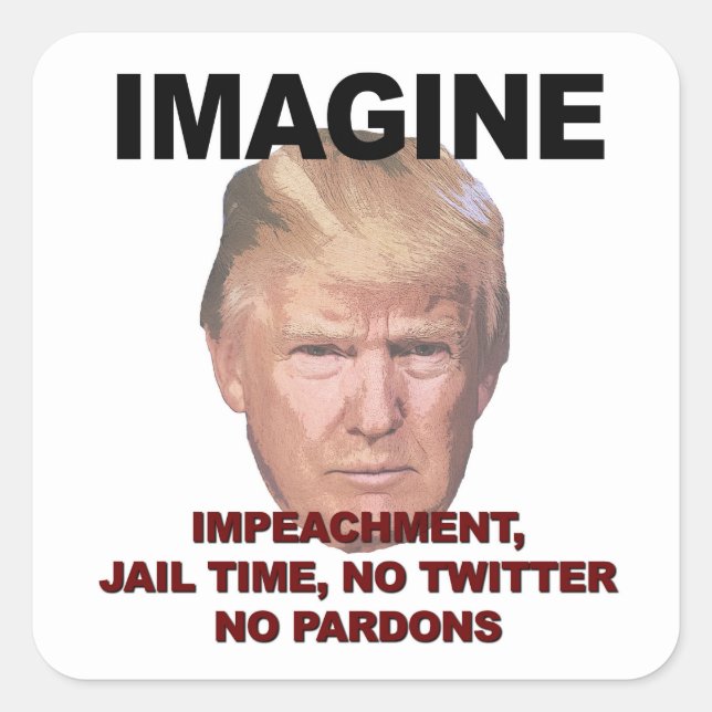 Imagine Impeachment, Jail, No Twitter, No Pardons Square Sticker (Front)
