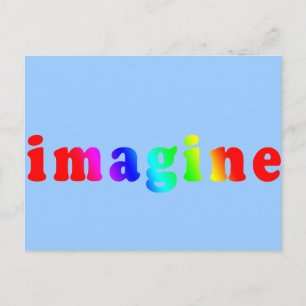 Imagine in Rainbow Colour Lettering Postcard