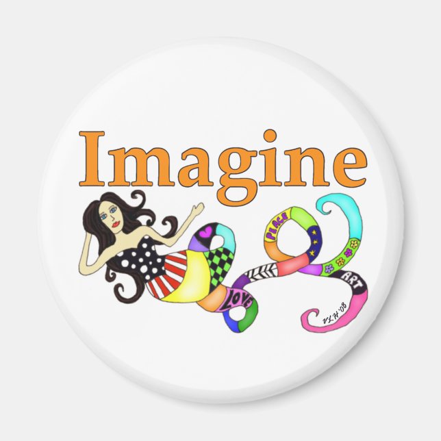 Imagine Mermaid Round Magnet (Front)