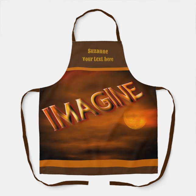 Imagine Moon Sky Inspirational Personalised Apron (Front)