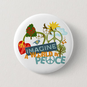 Imagine Peace Abtract Art 6 Cm Round Badge