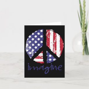 Imagine Peace American Flag Usa Peace Sign 4th Of  Card