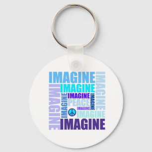 'Imagine Peace' Blue Key Ring