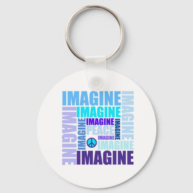 'Imagine Peace' Blue Key Ring (Front)
